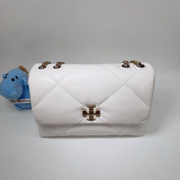 Tory Burch 154704 Kira Diamond Quilt Convertible Shoulder Bag Leather Blanc NWT - Picture 2 of 10